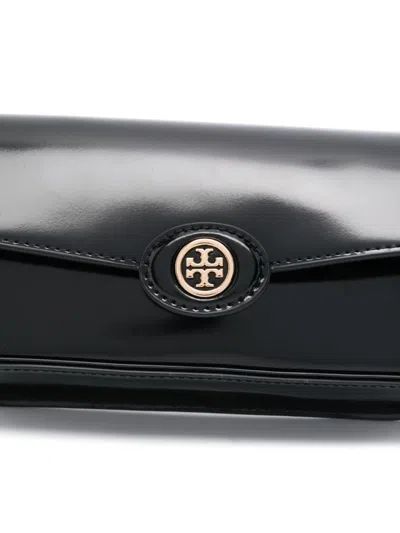 Tory Burch Robinson Spazzolato Leather Shoulder Bag In Black