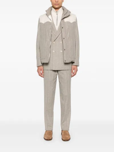 Brunello Cucinelli Pinstripe Suit In Neutrals