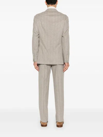 Brunello Cucinelli Pinstripe Suit In Neutrals