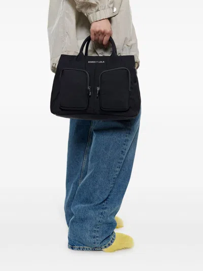 Bimba Y Lola Large Zip-pocket Tote Bag In Black