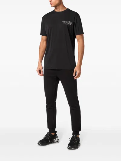 Plein Sport Ss Racing Logo-plaque T-shirt In Black
