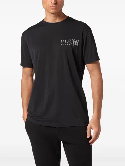 Plein Sport Ss Racing Logo-plaque T-shirt In Black