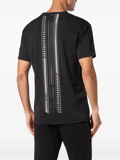 Plein Sport Ss Racing Logo-plaque T-shirt In Black