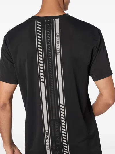 Plein Sport Ss Racing Logo-plaque T-shirt In Black