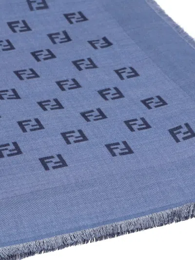 Fendi Women's Wool And Silk Blend Shawl In Blue
