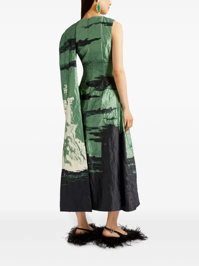 Shop Erdem Scarf-detailing Dress In Green