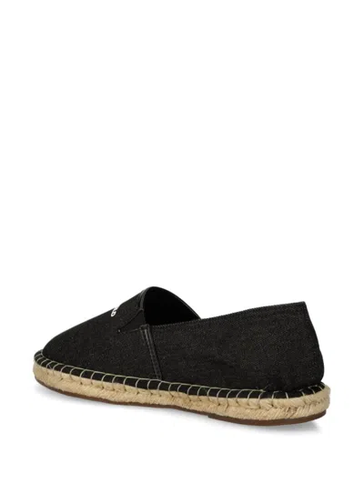 Karl Lagerfeld Embroidered Logo Denim Espadrilles In Black