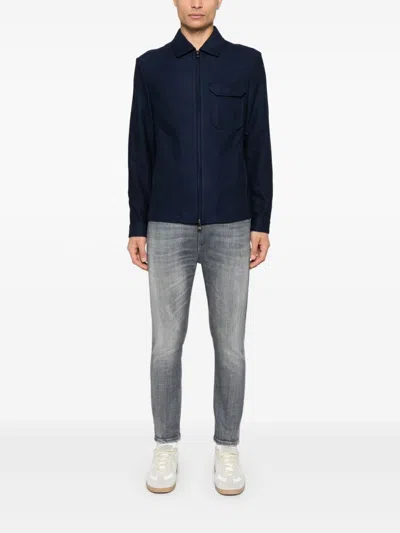 Corneliani Textured Shirt Jacket In Blue