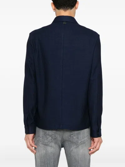 Corneliani Textured Shirt Jacket In Blue
