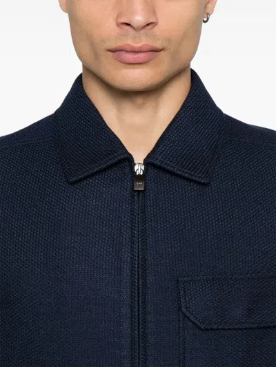 Shop Corneliani Textured Shirt Jacket In Blue