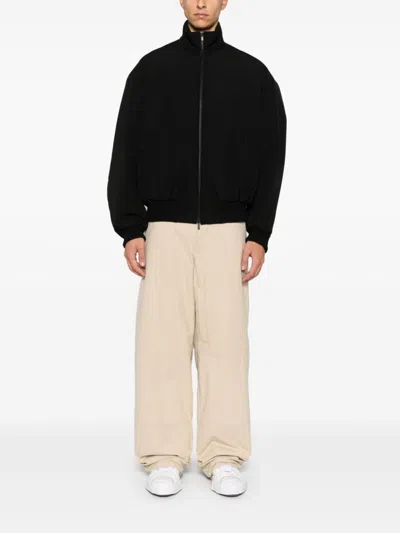 Fear Of God Black Nylon Bomber With High Collar In Black