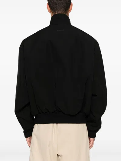 Fear Of God Black Nylon Bomber With High Collar In Black