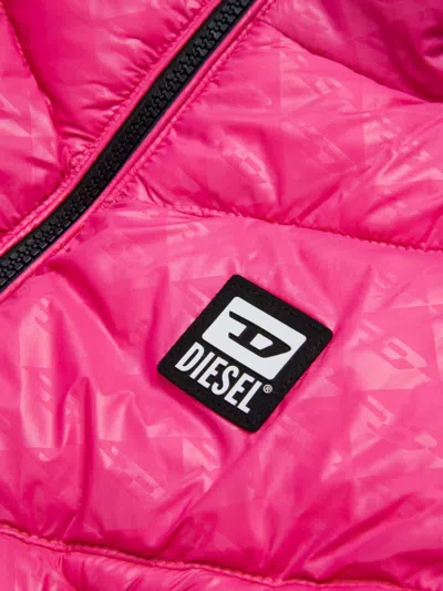 Diesel Logo-patch Padded Bomber Jacket In Pink