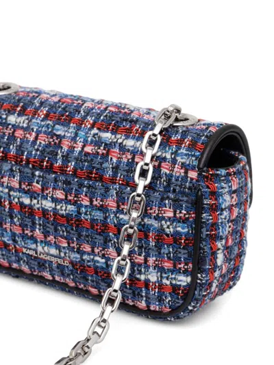 Karl Lagerfeld K/signature Tweed Cross Body Bag In Blue