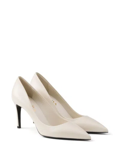 Prada Patent Saffiano Leather Pumps Women In White