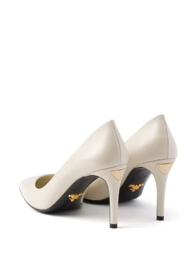 Prada Patent Saffiano Leather Pumps Women In White