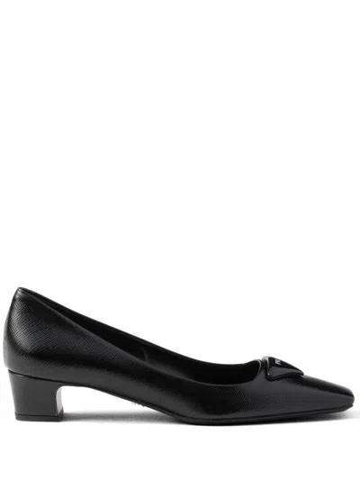 Prada Saffiano Leather Pumps Women In Black