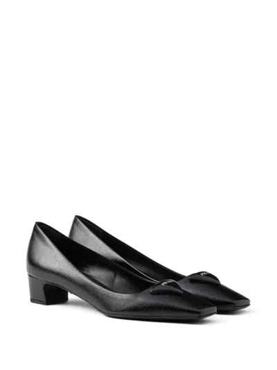 Prada Saffiano Leather Pumps Women In Black