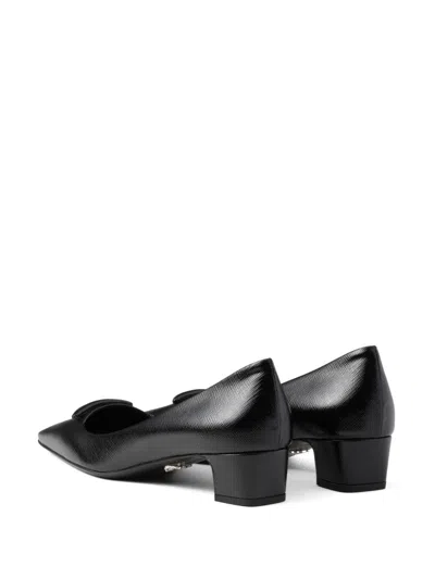 Prada Saffiano Leather Pumps Women In Black
