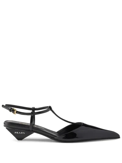 Prada 35 Calf Leather Pumps In Black