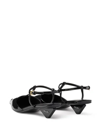 Shop Prada 35mm Leather Slingback Pumps In Black