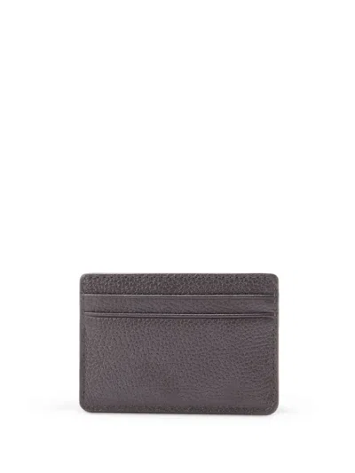 Michael Kors Pebbled Leather Card Holder In Brown