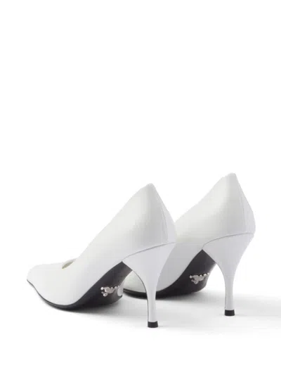 Prada Leather Pumps With Pointed Toe And Stiletto Heel In White
