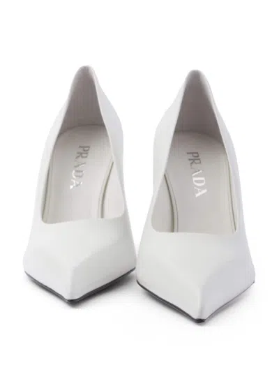 Prada Leather Pumps With Pointed Toe And Stiletto Heel In White