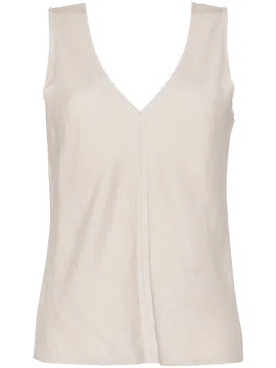 Voz V-neck Seam-detailing Top In Neutrals
