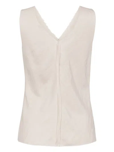 Voz V-neck Seam-detailing Top In Neutrals