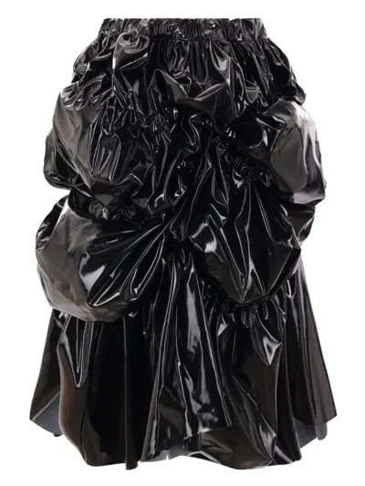 Comme Des Garçons Black Gathered Faux-leather Maxi Skirt In Black