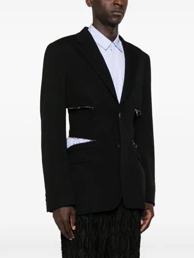 Comme Des Garçons Homme Deux Cut Out-detailed Blazer In Black