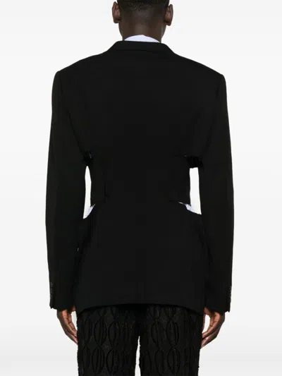 Comme Des Garçons Homme Deux Cut Out-detailed Blazer In Black