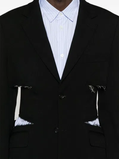 Comme Des Garçons Homme Deux Cut Out-detailed Blazer In Black