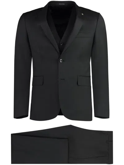 Tagliatore Wool Three-pieces Suit In Black