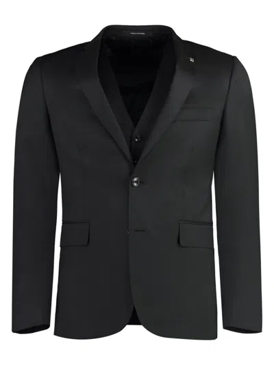 Tagliatore Wool Three-pieces Suit In Black