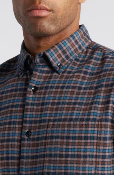 Nordstrom Trim Fit Check Flannel Button-down Shirt In Brown- Teal Joshua Check
