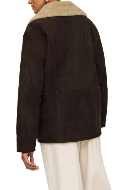 Reformation Veda Luca Shearling Jacket In Mole