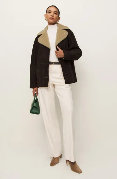 Reformation Veda Luca Shearling Jacket In Mole