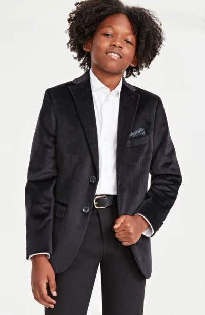 Shop Tallia Kids' Velvet Sport Coat In Black