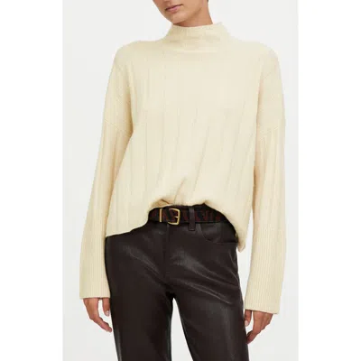 Shop Madewell Ribbed Cashmere & Wool Pullover Sweater In Heather Ivory