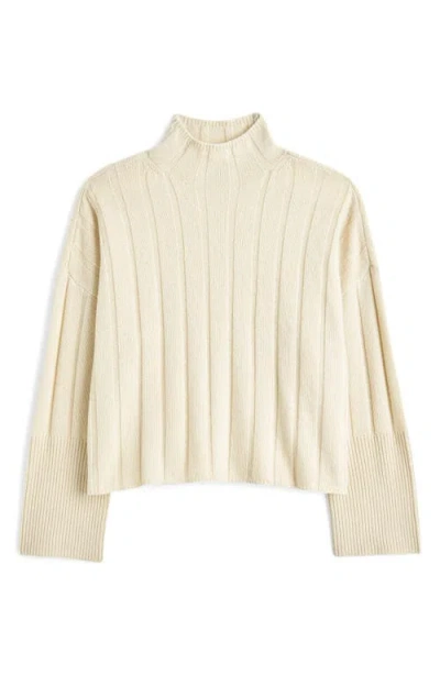 Shop Madewell Ribbed Cashmere & Wool Pullover Sweater In Heather Ivory