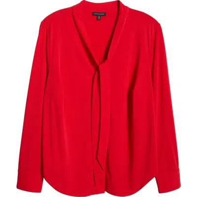 Universal Standard Tess Crepe Tie Neck Top In Vermilion Red