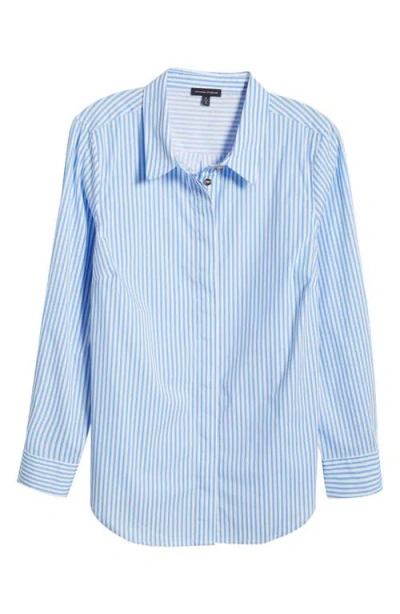 Universal Standard Elbe Classic Fit Button-up Shirt In Blue/white Stripe