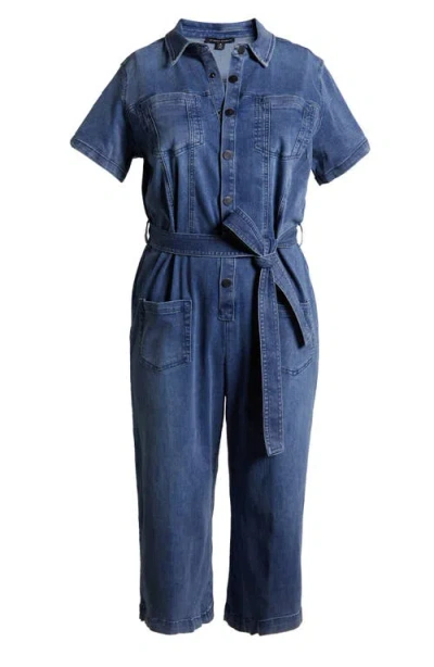 Universal Standard Kate Tie Waist Denim Jumpsuit In Austin Blue