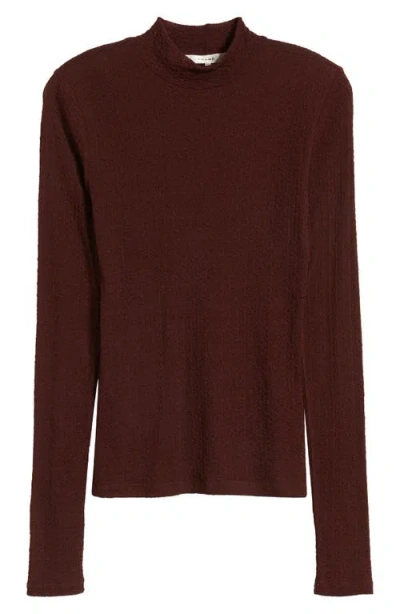 Frame Lace Mesh Mock Neck Top In Deep Burgundy