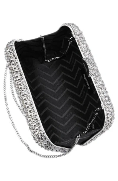 Olga Berg Casey Hot Fix Crystal Clutch In Silver