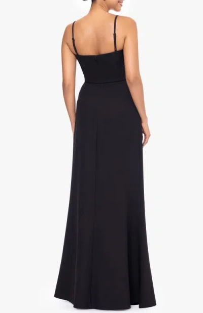Betsy & Adam Sequin A-line Gown In Black/silver
