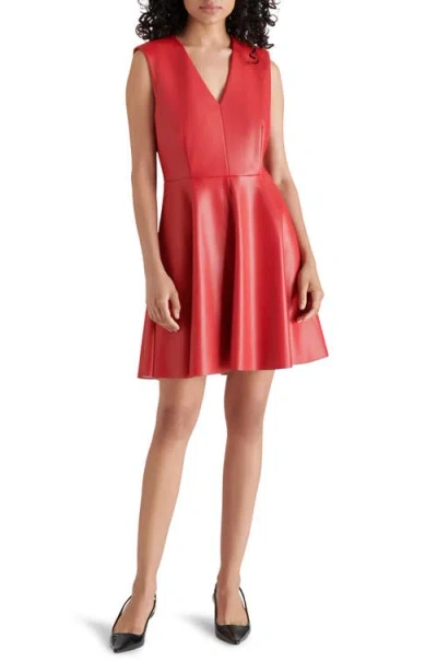 Shop Steve Madden Pennie Faux Leather Fit & Flare Minidress In Dark Red