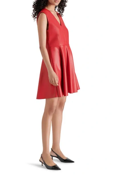 Steve Madden Pennie Faux Leather Fit & Flare Minidress In Dark Red